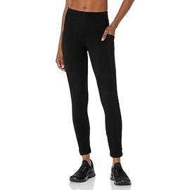 Andrew Marc Women's 7/8 Length Legging, Regular and Plus Size, Black-Mixed Rib, X-Large