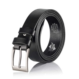BeComfy Leather Belt for Men 100% Natural Leather 30 mm Black Brown 90 95 100 105 110 115 120 cm, Pg09 Black