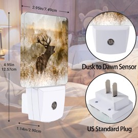 Jopowide Deer Autumn Fall Night Light Plug in Wall Lamp Smart Dusk to Dawn Sensor for Home Decorative, Kids Room Bedroom Bathroom Kitchen Hallway Gifts