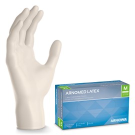 ARNOMED 100 x Disposable Gloves M, Latex Gloves White (1 x 100 Pieces), Disposable Gloves, Powder-Free, Latex Disposable Gloves, Cleaning Gloves, Latex Gloves, Disposable/Disposable Gloves XS, S, M, L