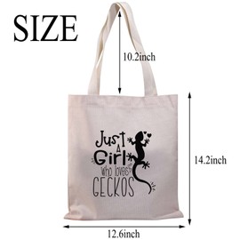 PLITI Lizard Gifts Just a Girl Who Loves Geckos Leopard Lizard Cute Gecko Tote Bag Tiny Dinosaurs Lover Gift(girl loves Geckos TGU)