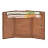 Bear Design Mini Leather Wallet 10 x 7.5 cm Cognac,