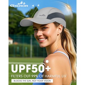 GXCROR Running Hat for Men Women Quick-Dry Baseball Cap UPF50+ with Breathable Mesh, Adjustable Hook & Loop for Outdoor Light Grey