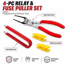 LZLINYJLONG 4-Pack Relay & Fuse Puller Pliers Set, Forged Steel Relay Extractor & Stainless Steel Fuse Remover for ATC ATO Mini Blade Fuses, Car Truck SUV Dashboard Tight Space