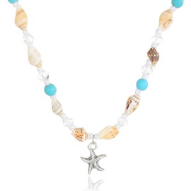 SCJJZ Necklaces for Women, Bohemian Starfish Necklace, Shell Beads, Clavicle Chain, Pearl