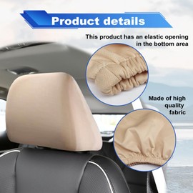 stymart 2 PCS Car Seat Headrest Cover, Universal Headrest Anti-Dirty Covers, Soft Car Head Rest Cover Protector, Protecting Decorative Accessories, for Cars, Vans, Trucks (Beige)