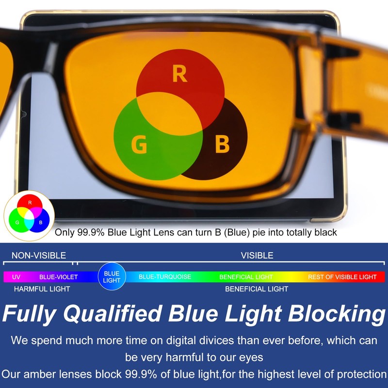 CAXMAN 99.9% Blue Light Blocking Glasses Sleep Glasses Orange Tinted