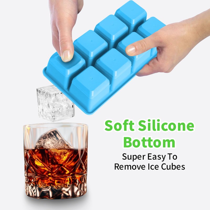 Large Ice Cube Molds 2 Pack, FURNSII Silicone Ice Cube