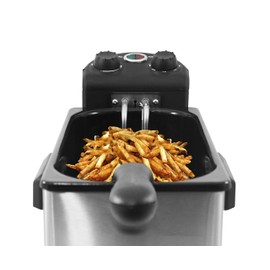 Elite Gourmet EDF-3500 Electric Immersion Deep Fryer. Removable Basket, Timer Control Adjustable Temperature, Lid with Viewing Window and Odor Free Filter,Stainless Steel,3.5 Quart / 14 Cup