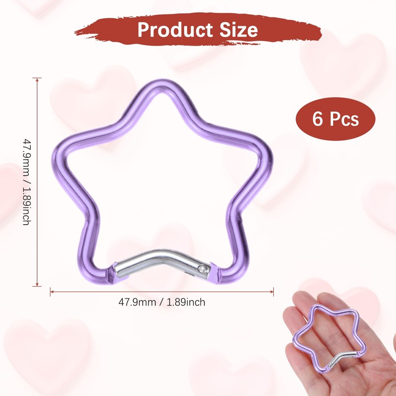 TIXIPEM Star Shaped Snap Clip [6 Pack] - Durable Keychain