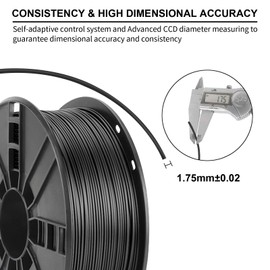 Carbon Fiber Filament 1.75mm, NOVAMAKER PETG Carbon Fiber 3D Printer Filament, 2pounds Spool Black, Dimensional Accuracy +/- 0.03mm, Fit Most FDM Printer