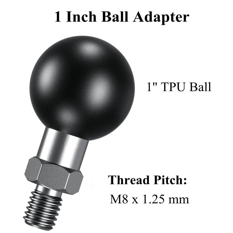 BRCOVAN 1'' Ball Adapter with M8 x 1.25 Threaded Post