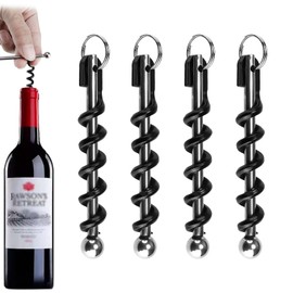 FINELYCR Pack of 4 Corkscrew Keyrings, Mini Key Chain, Wine Opener, Portable Wine Opener, Small and Easy to Carry, for Outdoor Picnics, Camping and Parties