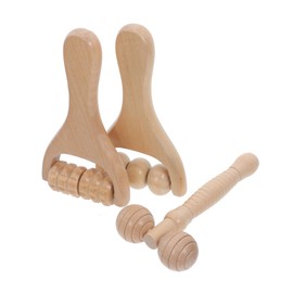 minkissy Portable Face and Neck Massage Roller 3pcs Wooden Facial Tools for Skincare Reduces Puffiness Use
