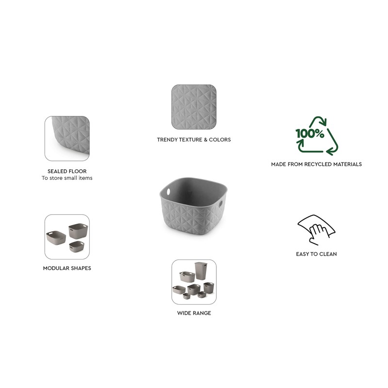 CURVER Softex 4x 3L Storage Baskets, 100 percent Recycled Material,