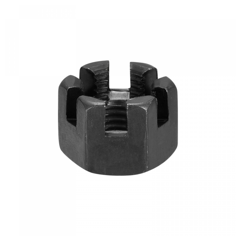 sourcing map M14x1.5mm Hexagon Slotted Nut, Grade 4.8 Carbon Steel