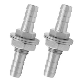 Biaungdo 2 Pcs 5/16" Hose Barb, 304 Stainless Steel Hose Barb Fitting Thru-Bulk Head Straight Hex Union Fitting for Air Water Fuel