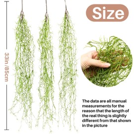 MAQIHAN Fake Spanish Moss - Artificial Moss for Plants Indoor Crafts 33 Inch Long 3 PCS Hanging Garland Faux Greenery Vines Wall Hanging for Potted Plant Filler Decor