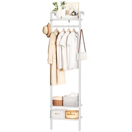 YMYNY Coat Rack Wall Mounted, 70.87H Clothes Garment Rack, Freestanding Tall Closet Organizer,Industrial Clothes Stand for Entryway Hallway Bedroom White UHGR003W
