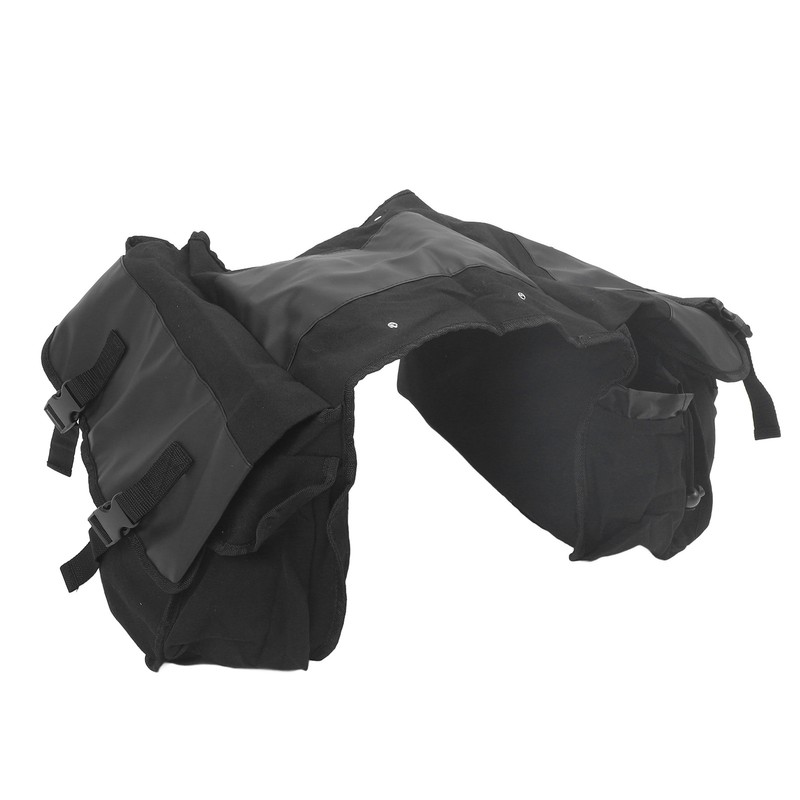 Bicycle Rear Seat Bag Black Large Capacity Canvas Waterproof Elastic