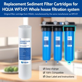 HQUA Whole House Sediment Replacement Filter Cartridge, WF-PP20BB, material: PP, polypropylene, 5 Micron
