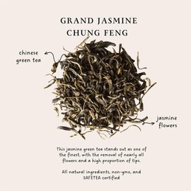 Palais des Thés - Grand Jasmine Chun Feng - Jasmine Green Tea - 20 Cotton Tea Bags, Serves 20 Cups