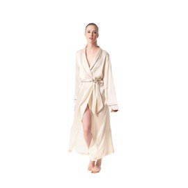 Jasmine Silk Luxury Pure Silk Dressing Gown Robe Kimono Nude (Medium(10-12))