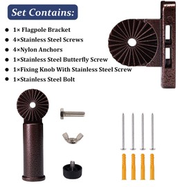 NQ 2 in 1 Multifunctional Adjustable Flagpole Bracket Heavy Duty Aluminum Flag Pole Holder，Wind Resistant, White/Black Powder Coated Finish, 1" Inner Diameter