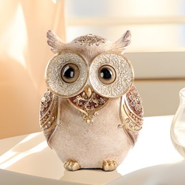 Smadeer Owl Statue for Home Decoration for Shelf Bookshelf OfficeTable Indoor Decor Accents Adorable Big Eye Owl Statues and Sculptures Animal Owls Gift for Bird Lover Cute Figurine