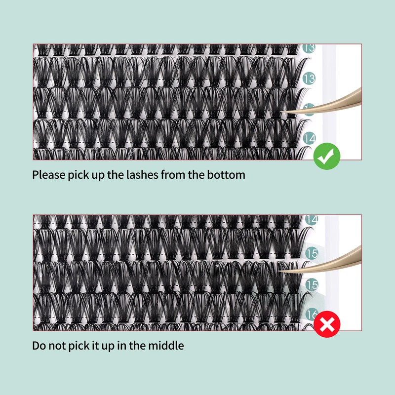 FADVAN False Eyelashes Clusters Pack of 280 50D Mix 9-16