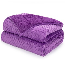 UINIU Sherpa Fleece Weighted Blanket for Adults Twin/Full Size 15lbs, Minky Dot Soft Flannel Heavy Blankets for Stress Relief and Sleep Promotion, Cozy Plush Weighted Throw for Couch Bed, 48" x 72"