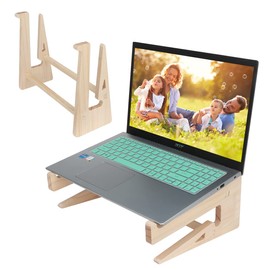 HuaLiSiJi Wooden Laptop Holder, Wooden Laptop Stand for Desk, Laptop Stand Ventilated, 11-17 in Comfortable Height It is (B)