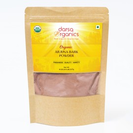 Darsa Organics Arjuna Bark Powder | 8 Oz Resealable Pouch | Terminalia Arjuna | USDA Organic | Gluten Free | Non-GMO | Herbal Supplements