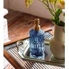 JASAI 18Oz Blue Glass Soap Dispenser with Golden Pump, Refillable