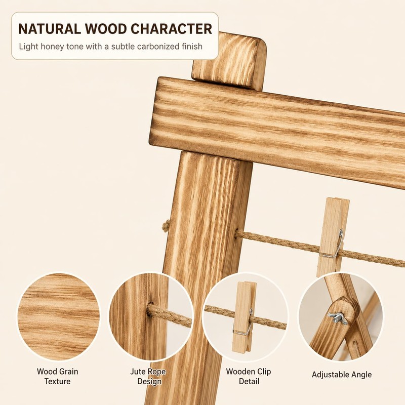 Wooden Photo Display Board with 30 Clips, 25 x 33