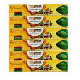 Turmeric Toothpaste – Saffron, Aloe Vera, Tea Tree & Ginger – Sensitive Teeth Care, Gum Health, Natural Whitening – Paraben-Free, Fluoride-Free, Halal – 6-Pack