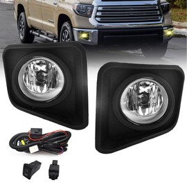 Driving Bumper Fog Lights for 2014-2021 Toyota Tundra with H11 12V 55W Halogen Bulbs & Switch and Wiring Kit (Clear Lens)