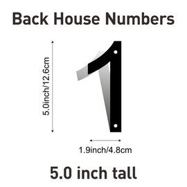 5 Inch Stainless Steel House Numbers, Metal Address Numbers and Letters, Black Door Mailbox Number, House Address Letter and Number for Office Home Farm Outside (Alloy number 1)