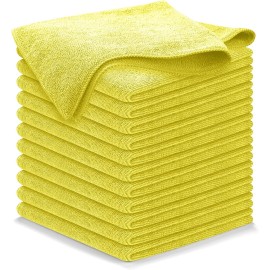 USANOOKS Microfiber Cleaning Cloth Yellow - 12 Pcs 12.5"x12.5" - 1200 Washes
