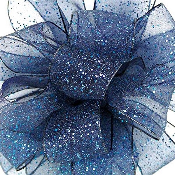 Berwick Offray Flash Wired Edge 5/8" W X 25 Yards-Navy