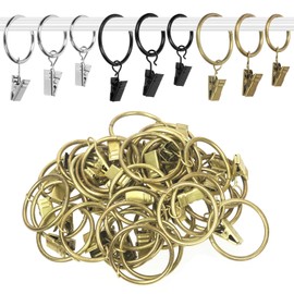 Rustark 40Pcs Bronze Curtain Rings with Clips, 1.3" (33mm) Interior Diameter Curtain Drapery Clip Rings Shower Curtain Clips Curtain Rod Hanging Clips for Window Bathroom Home