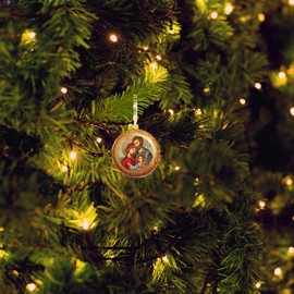 Holy Family Icon Ornament, Religious Christmas Tree Decor- 4.5 Inches