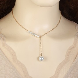 Dainty Pearl Necklace Pearl Pendant Necklace for Women Pearl Chain Necklace for Girls (Pearl Choker Necklace)…