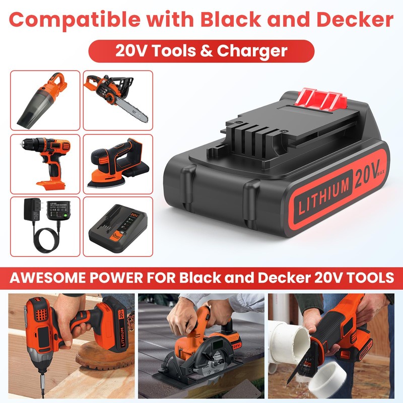 Djsanu 20 Volt 3500mAh Battery Compatible with Black & Decker