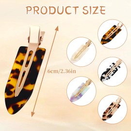 Mtuihfo No Crease Hair Clips, Multicolor Makeup No Bend Hair Clips, Skincare Hair Barrettes for Bangs Hairstyling (10Pcs-Tortoise Color)