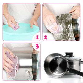 Steel Scouring Pads, Pack of 10, CIYIN Soap Pads Steel Wool, Steel Sponge Scourer, Stainless Steel Wool for Cleaning, Washing Sponge Cleaning Pad for Cleaning Kitchen, Grill (Pink)