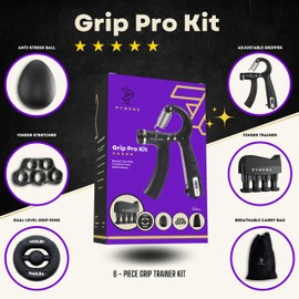 PYMENS GRIP PRO KIT - Hand Strengthening Devices, Wrist Strengthening Devices, Grip Strength Trainer Kit, Hand Exercisers For Therapy, Hand Workout Grip, Grip Tester, Strength Training Grip Strengtheners, Hand Grip Strengthener Kit, Grip Strength Trainer