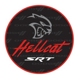 Dodge SRT Hellcat Logo Premium Screen Printed Round Sticker 4" x 4"