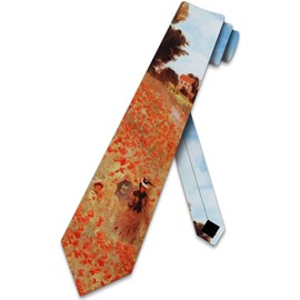 Field Of Poppies Ties Claude Monet Men's Necktie by The Three Rooker Necktie Company