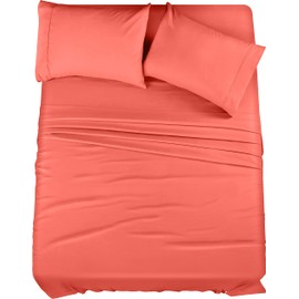 Utopia Bedding King Bed Sheets Set - 4 Piece Bedding - Brushed Microfiber - Shrinkage and Fade Resistant - Easy Care (King, Coral)